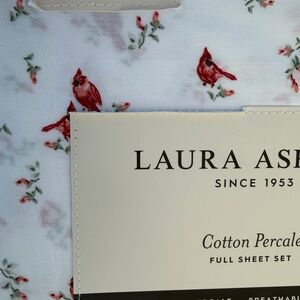 Laura Ashley cardinal Floral Cotton Percale full Sheet Set